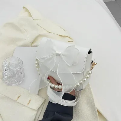 Pearl Square Female Clutch Crossbody Bag